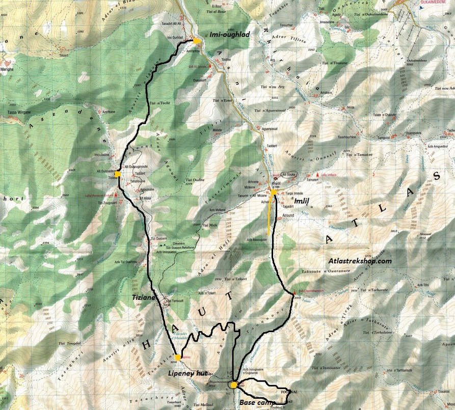 Toubkal Trek Map