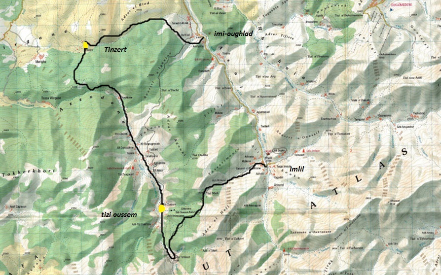 trekking map morocco