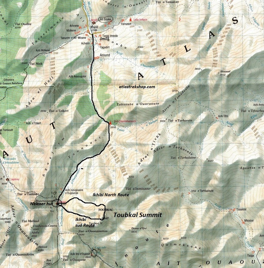 Toubkal trek map